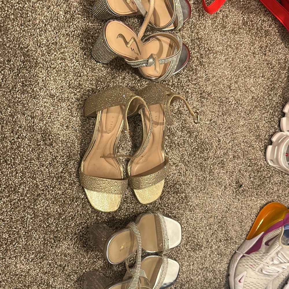 Gold and Silver Strappy Heels